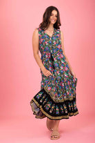 black floral midi dress plus size