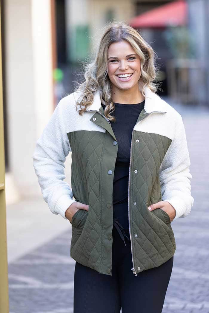 khaki sherpa jacket plus size