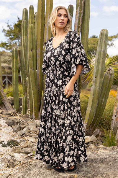 Floral Maxi Dress Cream / Black Flower Augustine Floral Maxi Dress Cream / Black Flower Augustine