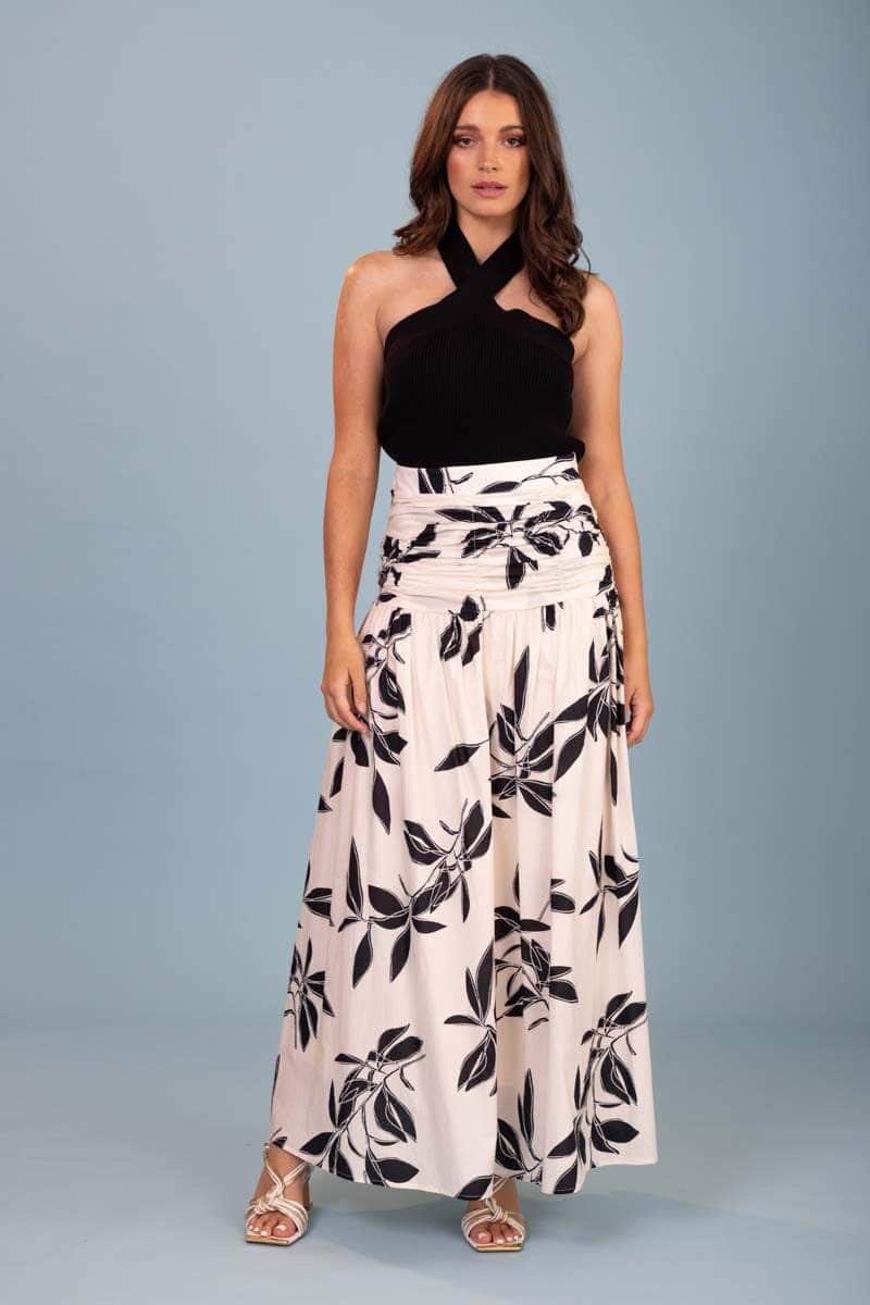 white floral maxi skirt