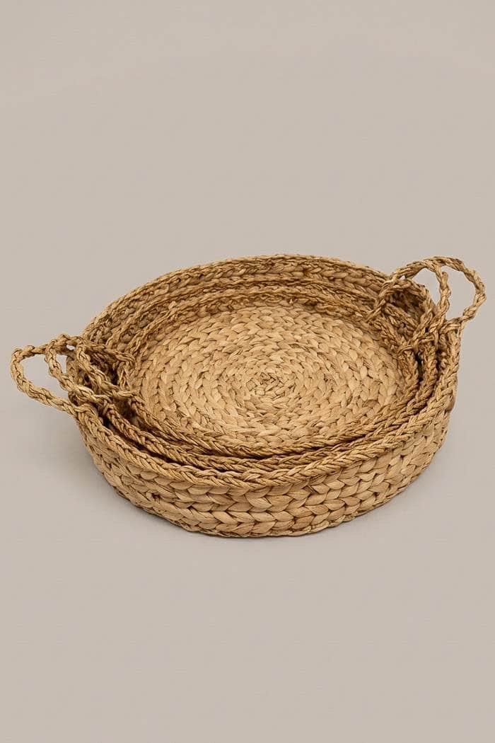 Le Forge Sea Grass/Hyacinth Trays s/3 Natural