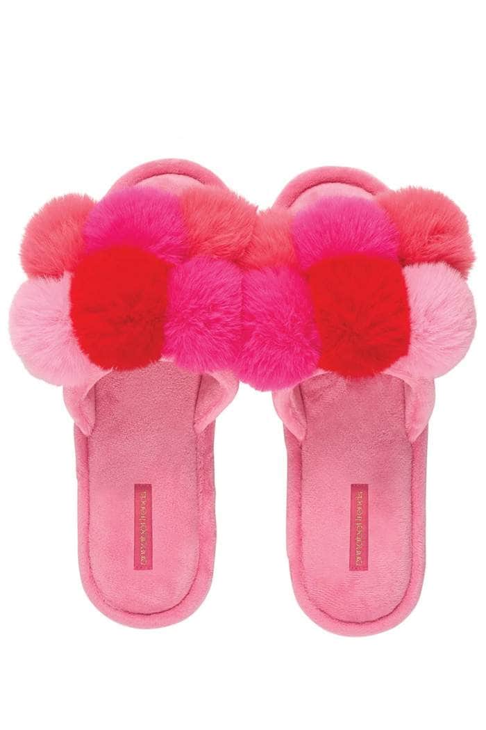 Annabel Trends Luxe Slippers Pom Pom M/L Multi Pink 3