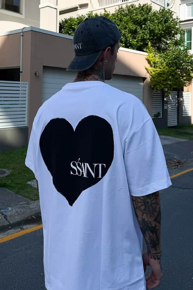 SSAINT Heart Tee Black White 2