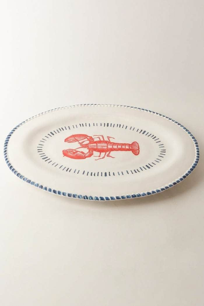 Le Forge Melamine Nautical Lobster Oval Platter 48cm White/Blue/Red 2