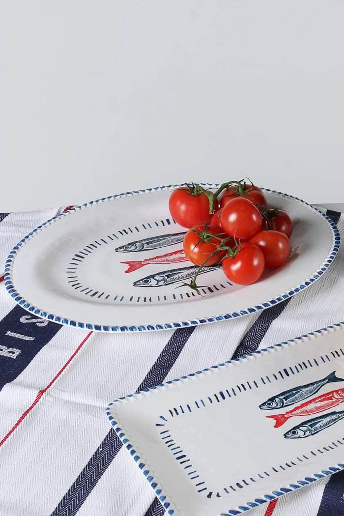 Le Forge Melamine Nautical Sardine Oval Platter 48cm White/Blue/Red 2
