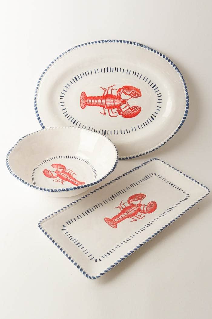 Le Forge Melamine Nautical Lobster Rect Platter 43cm White/Blue/Red 2