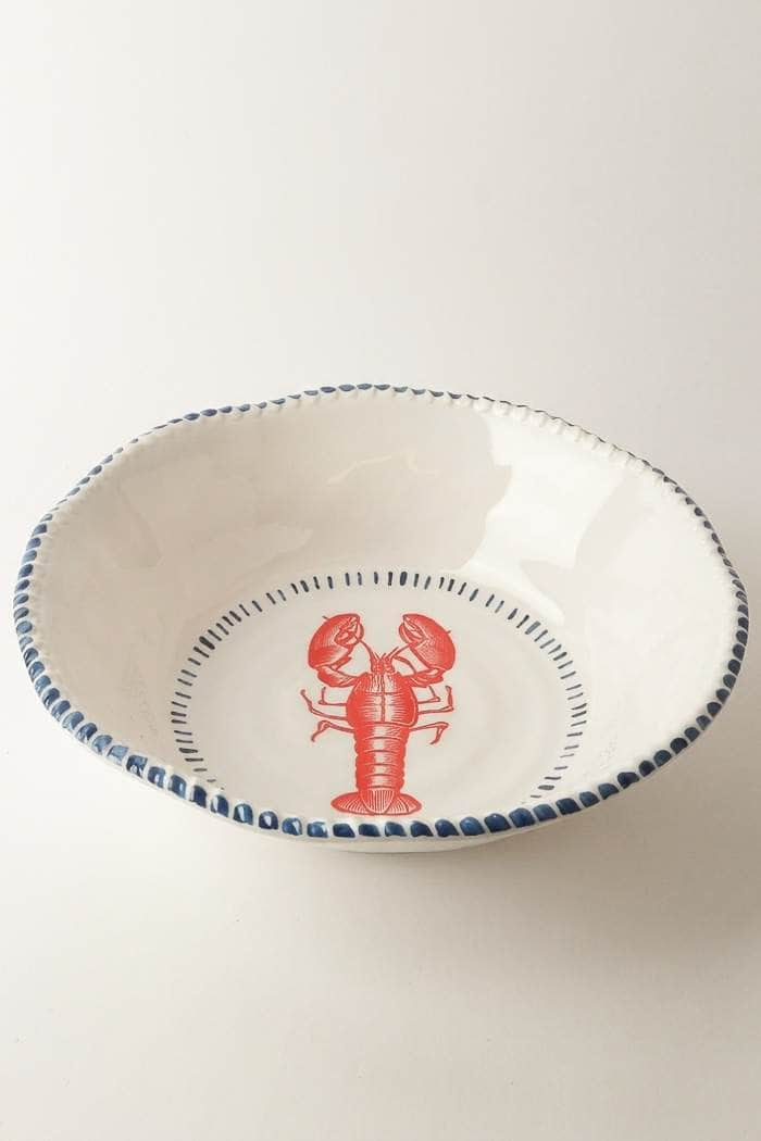 Le Forge Melamine Nautical Lobster Bowl 31cm White/Blue/Red