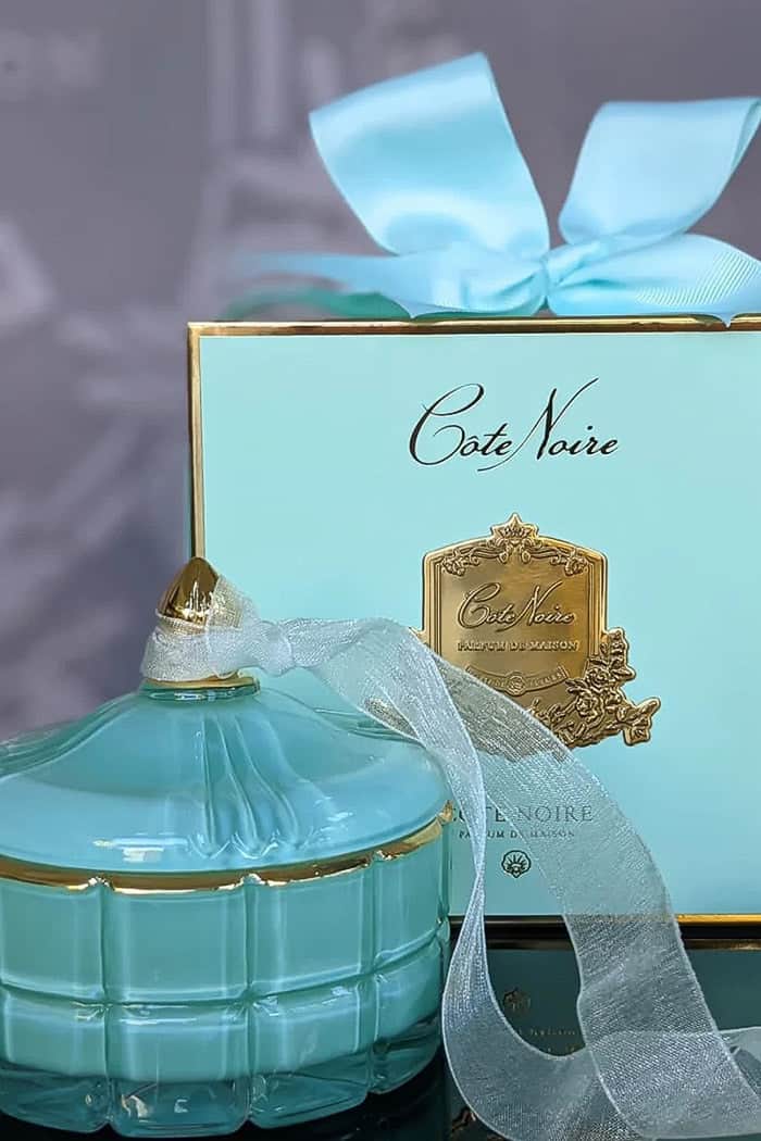 Cote Noire Round Art Deco Candle Blue 200g