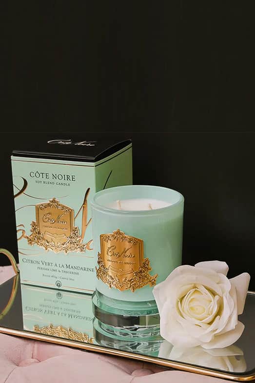 Cote Noire Limited Edition Candle Jade Vessel Persian Lime & Tangerine 450g