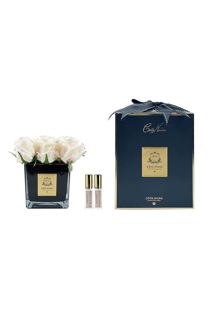 Cote Noire Couture Perfumed Flowers Square 9 Rose Buds Black & Blush