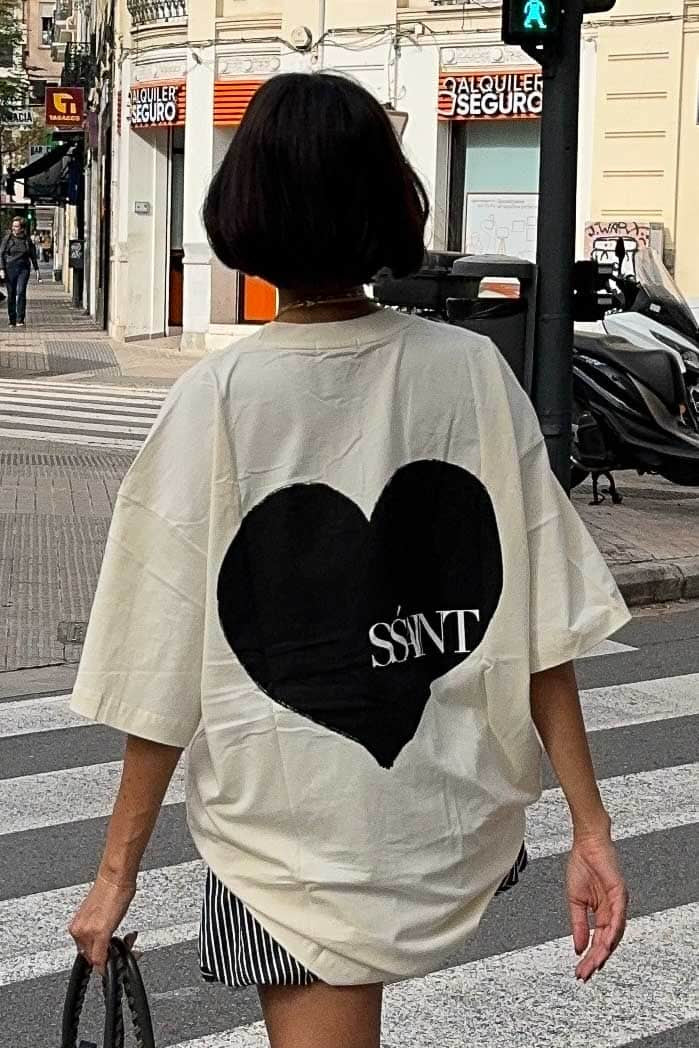SSAINT Heart Tee Black Cream 2
