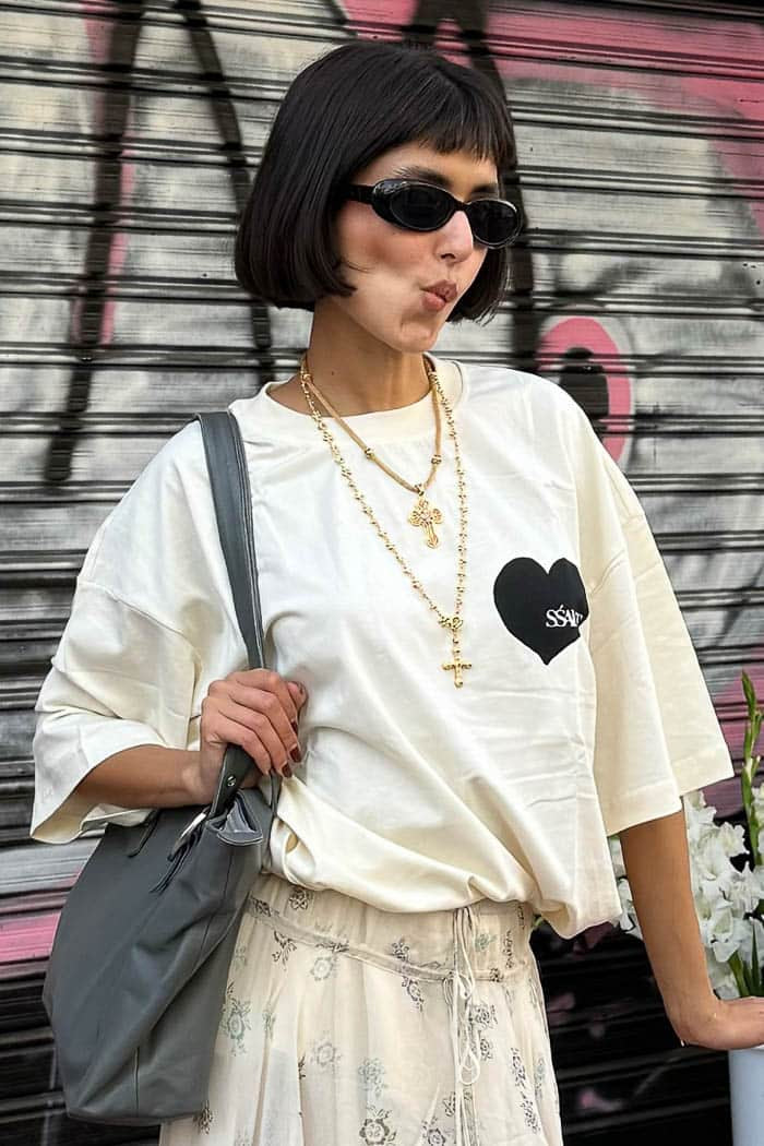 SSAINT Heart Tee Black Cream