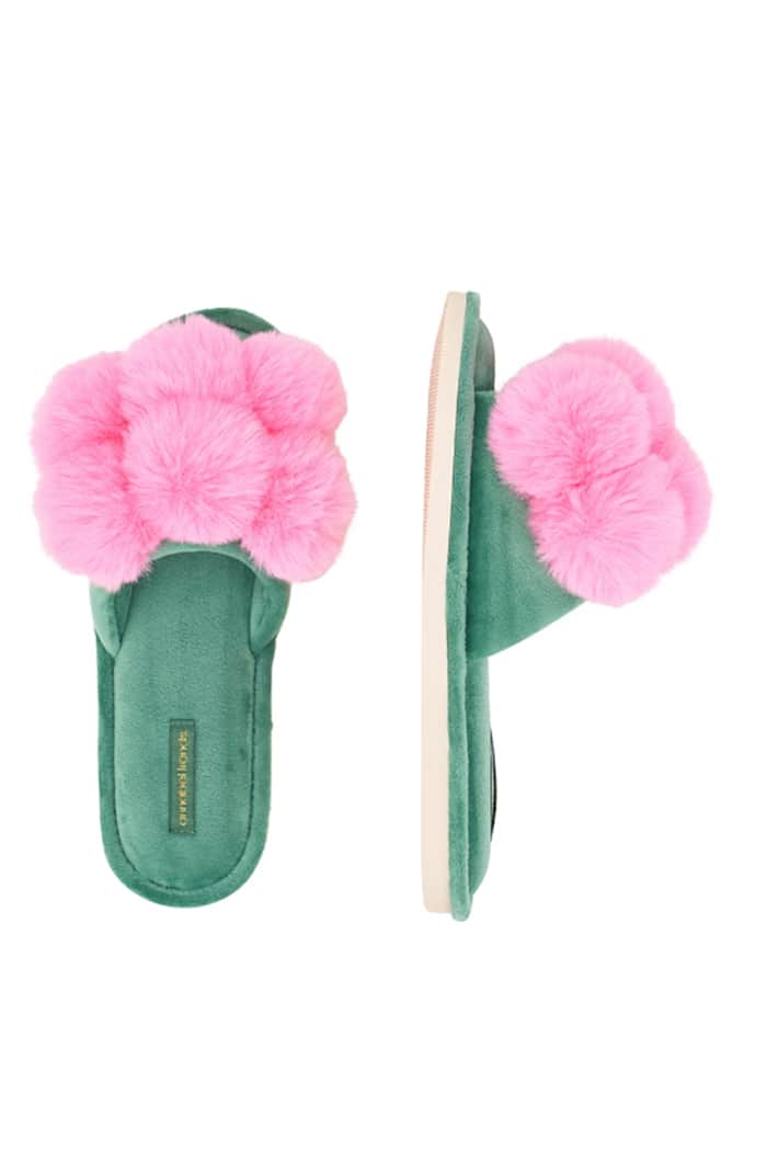 Annabel Trends Pom Pom slippers Cosy Luxe M/L Candy Green 2