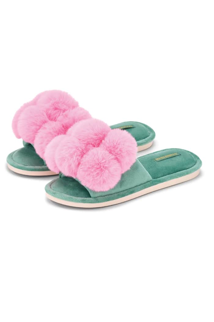 Annabel Trends Pom Pom slippers Cosy Luxe S/M Candy Green 2