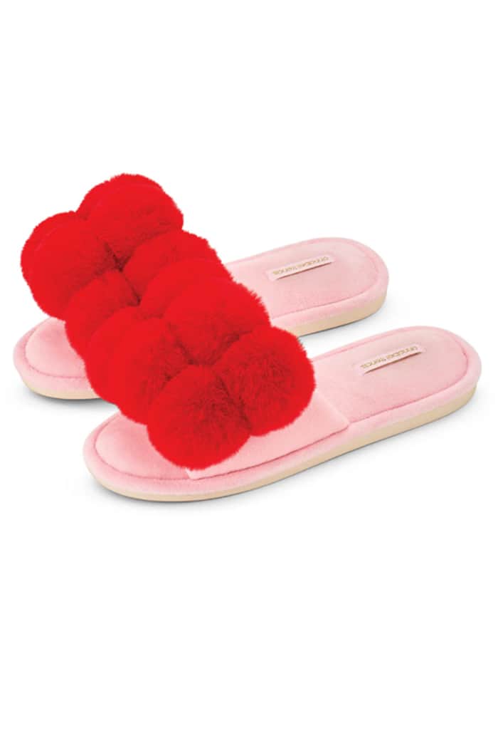 Annabel Trends Pom Pom slippers Cosy Luxe S/M Cherry Red 3