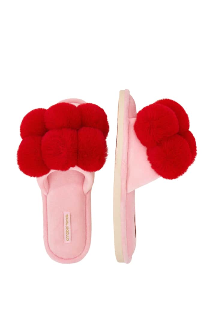 Annabel Trends Pom Pom slippers Cosy Luxe S/M Cherry Red 2