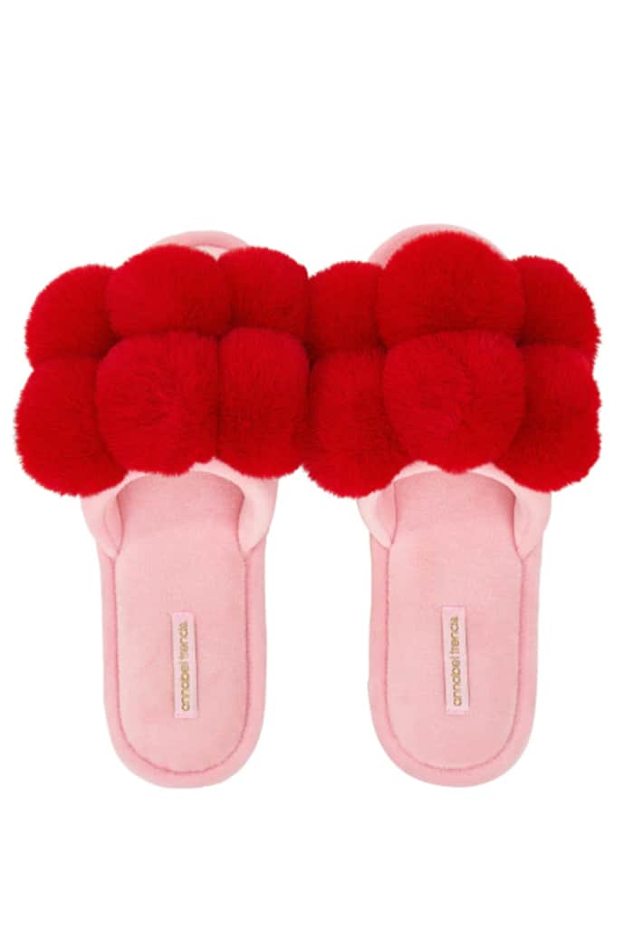 Annabel Trends Pom Pom slippers Cosy Luxe S/M Cherry Red