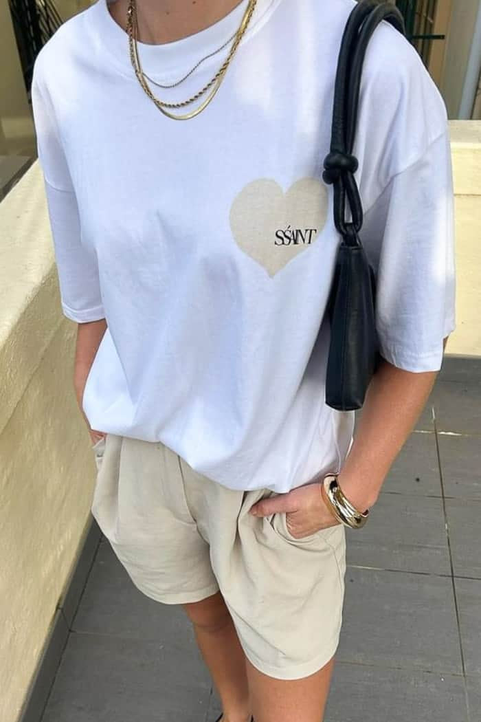 SSAINT Heart Tee White Cream