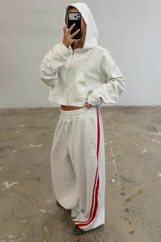 SŚAINT Barrel Track Pant Grey Red