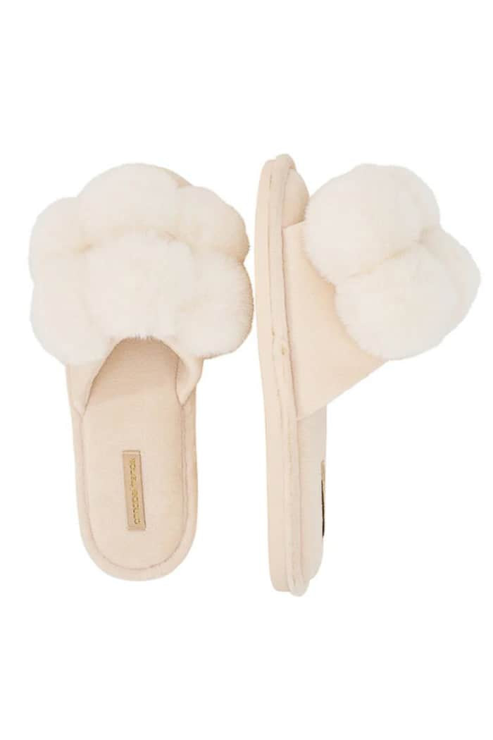 Annabel Trends Pom Pom slippers Cosy Luxe  M/L Ivory 3