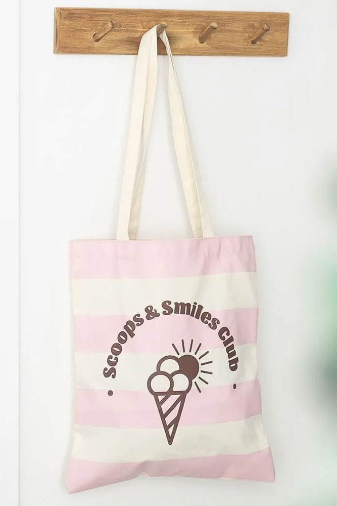 Nibble Tote Bag Pink Scoops & Smiles