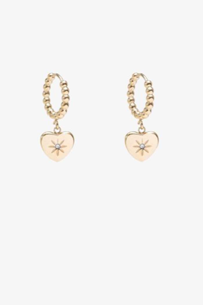 Antler Beaded Heart Earring Gold