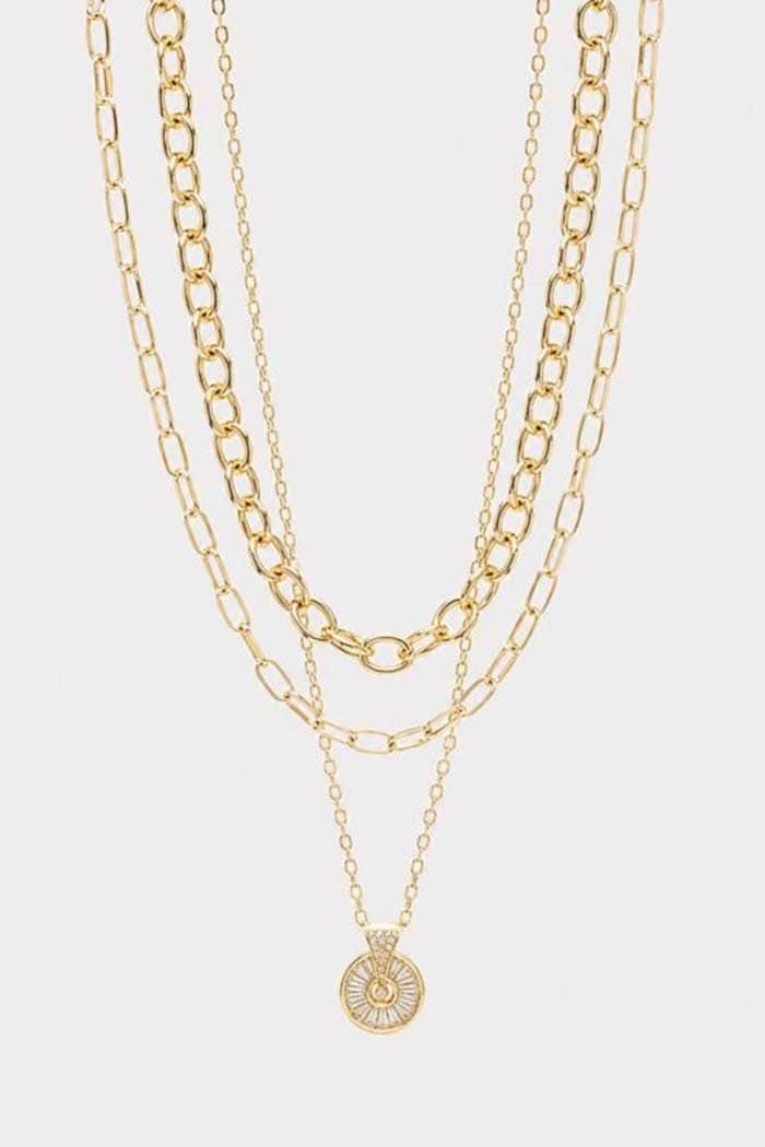 Antler Layered Necklace Golden Wheel