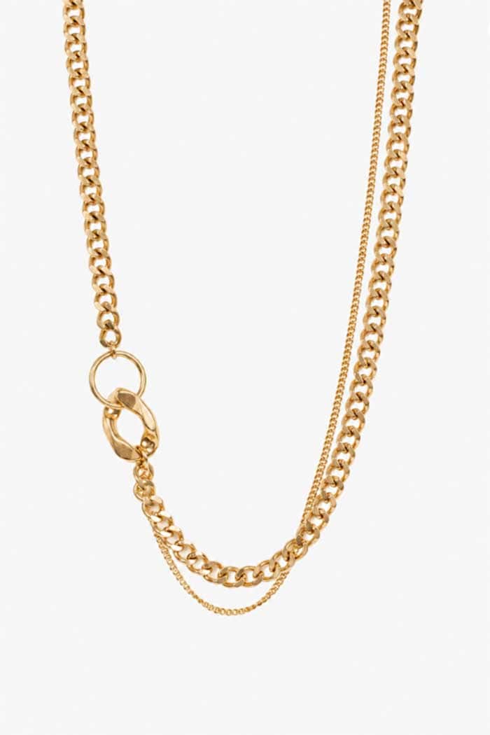 Antler Double Chain Necklace Gold