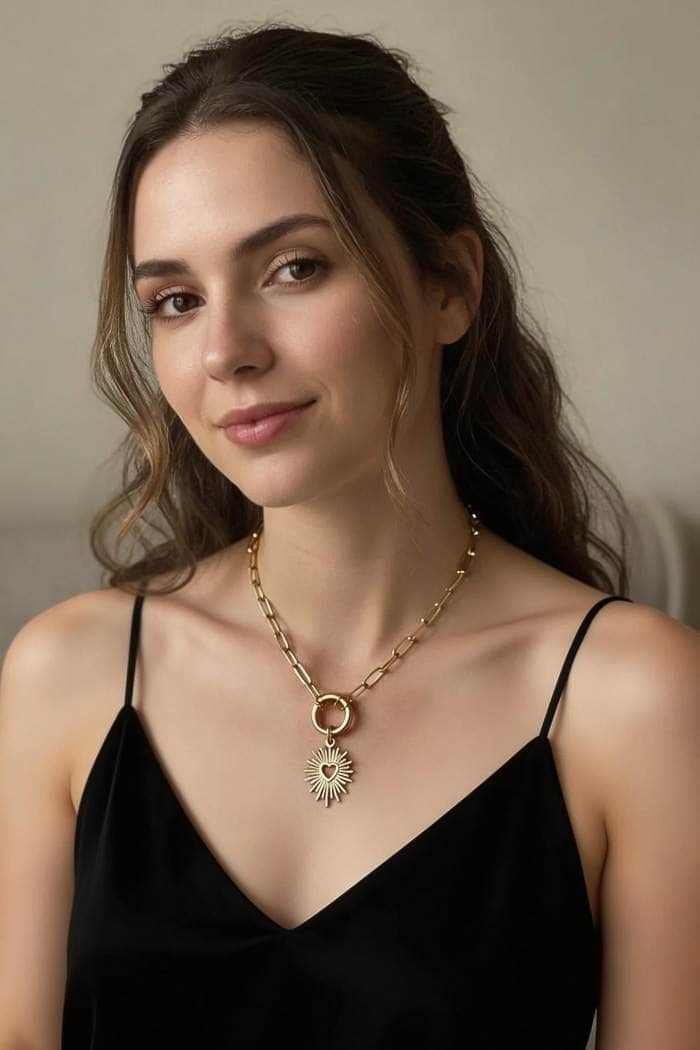 Twigg Heart Sun Necklace Gold