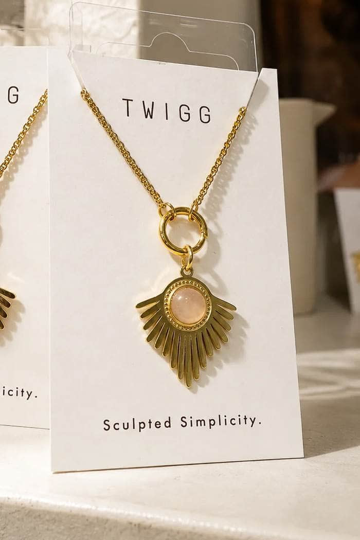Twigg Adelphi Long Droplet Necklace Blush Gold