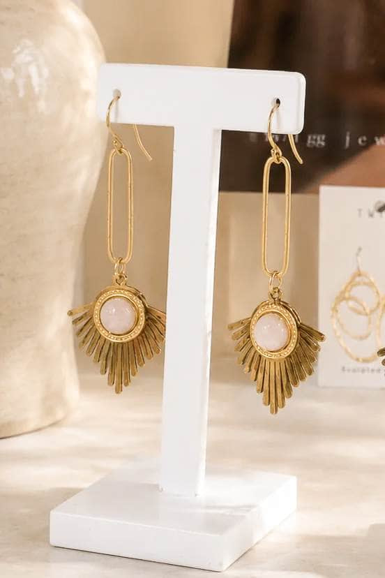 Twigg Adelphi Long Droplets Earrings Blush Gold
