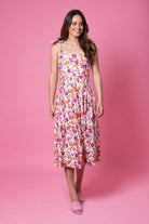 pink floral midi dress