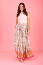 pink floral maxi skirt