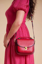 red handbag bag leather