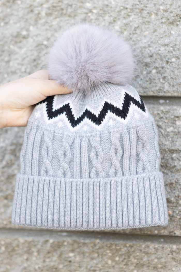 Grey Zigzag Beanie – Augustine
