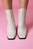 White Heeled  Leather Ankle Boot