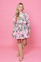 pink floral mini dress