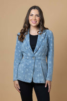 blue star print blazer