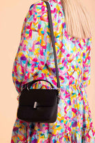 black flap leather handbag