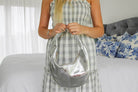 silver leather handbag