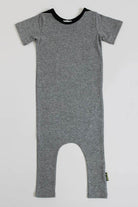grey marle and black baby romper