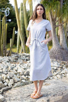 grey stretchy midi dress