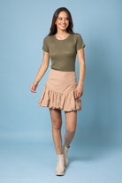 beige bubble hem skirt