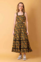 green floral midi dress