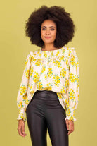yellow floral top blouse