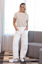white denim jeans with cream paisley embroidery