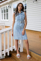 Light blue denim shirt dress