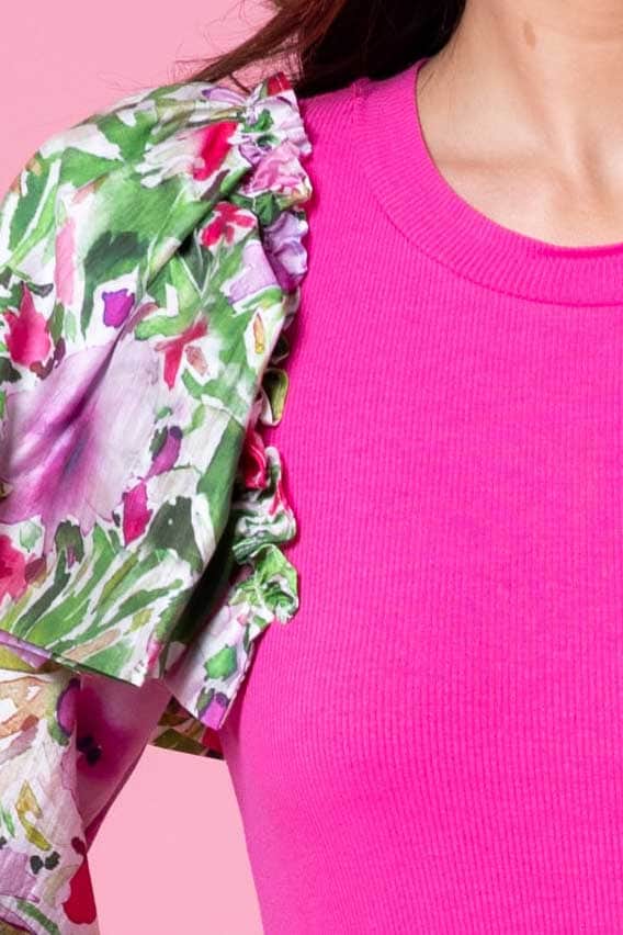 Jade Top Floral Sleeve Pink – Augustine
