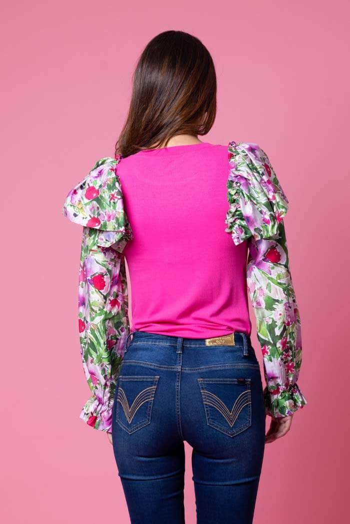 Jade Top Floral Sleeve Pink – Augustine