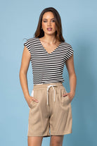 striped vneck shirt